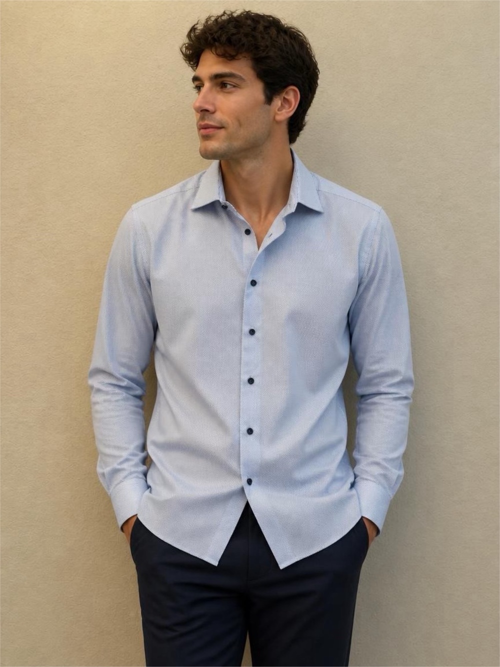 Eton Light Blue contemporary Dress Shirt Sz 43-17